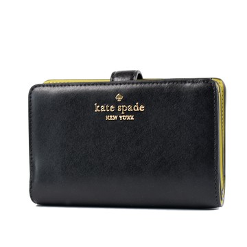 KATE SPADE Madison 滑面皮革釦式雙折中夾-黑色