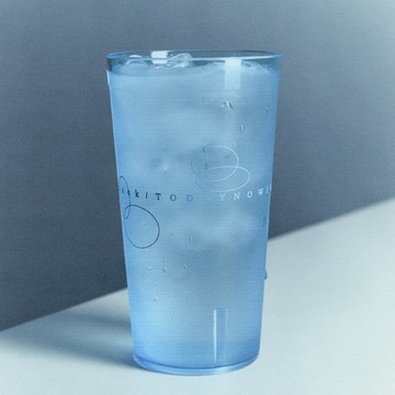 藍色磨砂透明食品級 PC 杯子創意印花耐摔塑料咖啡水杯