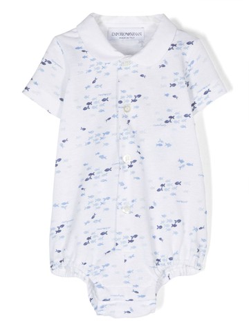Emporio Armani Kids - fish-motif cotton bodysuit - kids - Cotton/Cotton - 12 mth - White