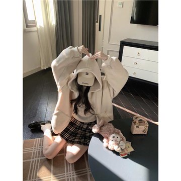 LXLILIUM【泡泡奶糖】雙面加絨加厚連帽衛衣女秋冬季羊羔毛大外套