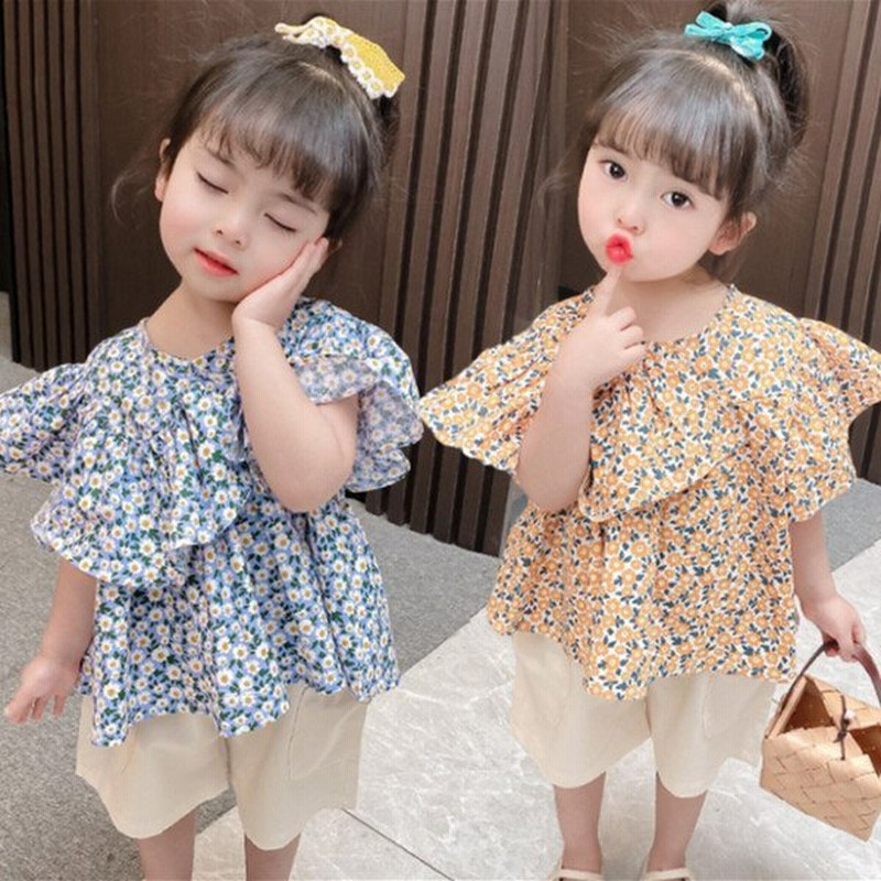 韓国子供服 セットアップ 女の子 夏 Tシャツ ショートパンツ ストライプ プリント 半袖 ゆったり カジュアル リゾート 上下セット キッズ こども  可愛い きれいめ //卒園式/入学式/パーティ 2タイプ 90 100 110 120 130cm GBB2号店 韓国子供服 ストライプパンツ  ...