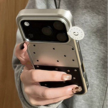 電鍍亞克力高級感銀拼黑色星星 適用iPhone 18Pro 17 16 15 14 Pro Max 17Pro 手機殼