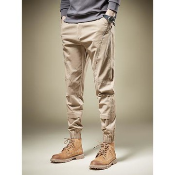 高端工裝褲男士潮牌寬松束腳2025春秋新款英倫雅痞戶外美式休閑褲