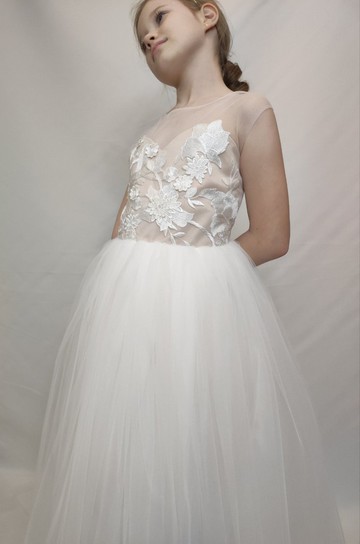 蕾絲薄紗花童連身裙 適合婚禮 生日和其他節日