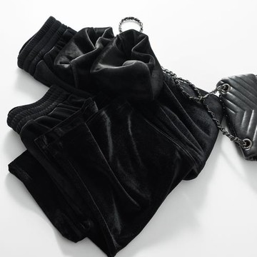 積里米 炒雞好！秋冬經典款絲絨女士高腰直筒褲長褲松緊腰