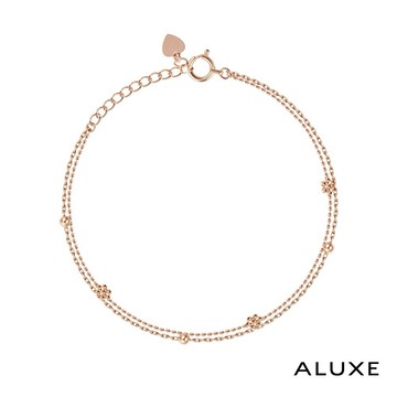 ALUXE 亞立詩 18K金 K金手鍊 閃耀太陽 金球雙鍊 BR0193