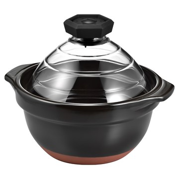 HARIO 好璃奧 萬古燒蛋形飯釜3合用  黑色 + 透明色  1盒