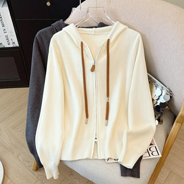 ＊ORead＊雙拉鍊純色連帽長袖毛衣外套(2色F碼)