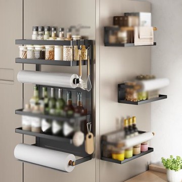 磁吸冰箱置物架側收納免打孔側面壁掛架多功能保鮮袋調味用品神器