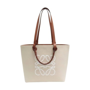LOEWE 羅威 米色 帆布 Anagram 兩用包 【二手名牌BRAND OFF】