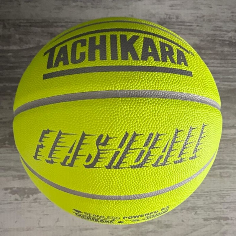 TACHIKARA's new basketball FLASHBALL is a neon yellow basketball.