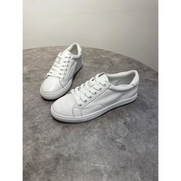 2024春季韓版真皮休閑淺口小白鞋女百搭基礎系帶平底學生板鞋白鞋