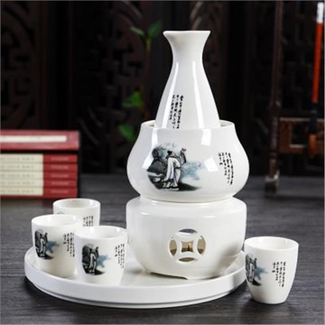陶瓷溫酒器燙酒壺煮酒加熱暖酒器分酒器黃酒白酒盅杯清酒酒具套裝