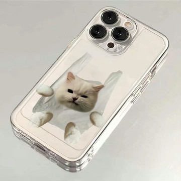 趣味搞怪袋子貓咪狗狗適用于蘋果16/15/14手機殼iphoneX/13情侶11保護殼12/xr