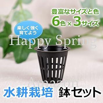 Happy Spring 水耕栽培鉢 育苗ポット 6色 3サイズ 10個セット (大, 白)