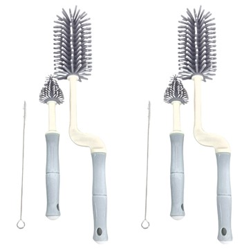 矽膠奶瓶清潔刷組 360°旋轉奶瓶刷 極細軟吸管刷 衛生快乾  顏色隨機  2個