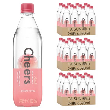 TAISUN 泰山 Cheers Peach 水蜜桃氣泡水  72瓶  590ml