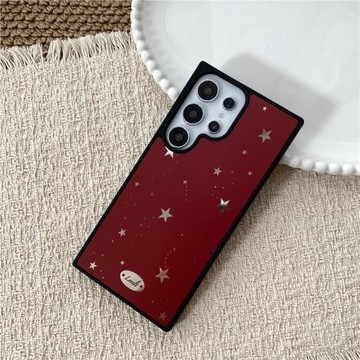 暗紅星星適用于三星s24ultra/S25電鍍鏡面s23+/S22+創意小眾手機殼全包硬殼三星s21+/s24+/s23ultra防摔殼s26