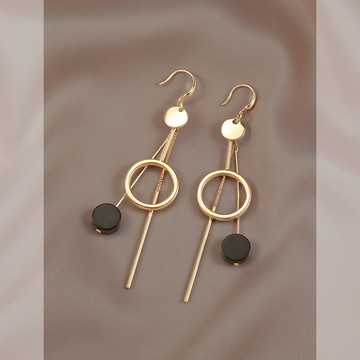 時尚流蘇耳環女2021新款潮人圓圈黑色耳墜夸張氣質韓國個性耳飾