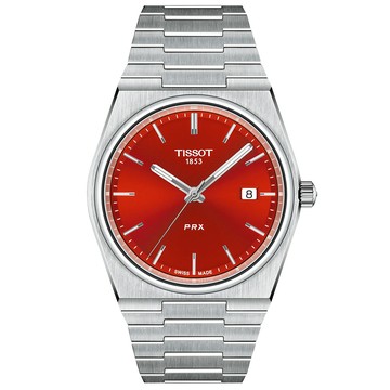 TISSOT 官方授權 T137.410.11.421.00 PRX 70年代復刻潮流紅面石英錶 開學季好禮-40mm T1374101142100