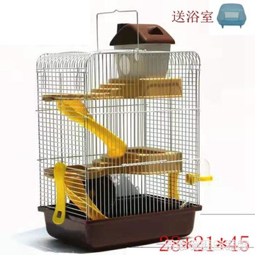 寵物樂園~倉鼠用品籠子三層加高大小城堡金絲熊豪華別墅小窩房子套餐送浴室 雙11全館免運