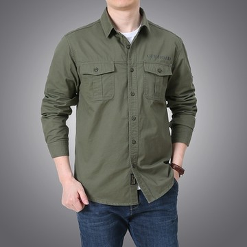 [巴黎精品] 襯衫長袖上衣-春款日系耐磨抗皺男裝4色a1fa17