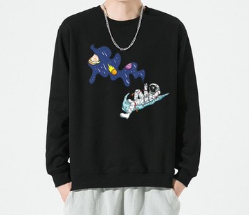 FINDSENSE X 2022 街頭時尚 男士 NASA宇航員特色印花 圓領T恤 長袖外套 圖案T恤