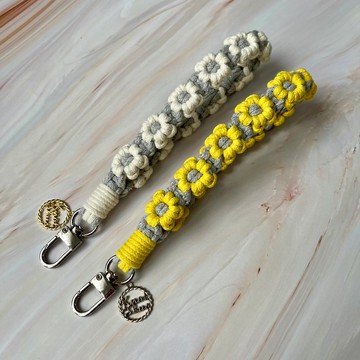【客製化】手腕款 短版 六瓣花花手機掛繩 客製化 電話繩