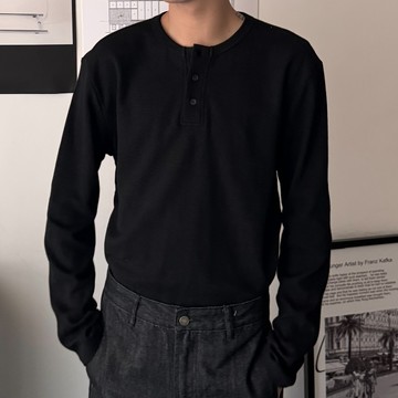 【FJstore】FJT021 華夫格 亨利領 320g 素色 長袖  男生上衣 長袖上衣 薄上衣 華夫格上衣