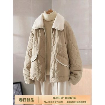 IHIMI海謐減齡夾棉加厚棉衣女2025冬季新款棉襖休閑棉服百搭外套