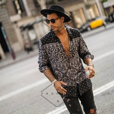 秋のメンズシャツカミーサファッション長袖シャツ男性カジュアルハワイアンビーチ緩い男性ブラウストップストリートカミーサ 通販 Lineポイント最大get Lineショッピング
