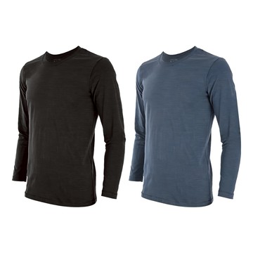 GIAT 吉亞特 男款 膠原蛋白蓄熱保暖衣 圓領 2件組 台灣製 8374756  墨黑 + 霧藍  L