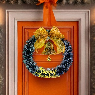 摩達客14吋風尚雅墨綠刷白系金蔥彎絲聖誕花圈_台灣工藝免組裝_廠商直送