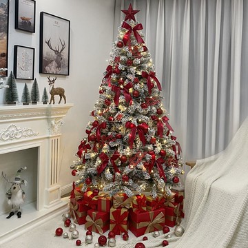 【最低價 公司貨】加密紅色植絨圣誕樹仿真1.2/1.5/1.8/2.1/2.4M圣誕樹家用櫥窗裝飾