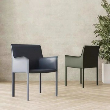 家具 免運可開票 工廠直銷 北歐馬鞍皮餐椅家用輕奢高端休閑椅子現代簡約桌椅意式餐廳舒適椅 售後保障 出貨快CHAL1008