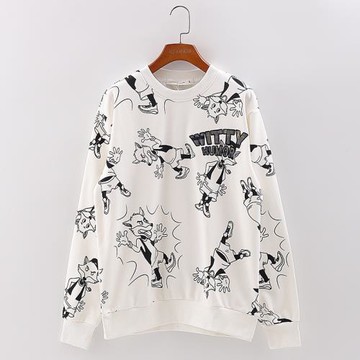 【筧】商場品牌折扣男裝潮流時尚涂鴉印花刺繡寬松圓領衛衣3I173