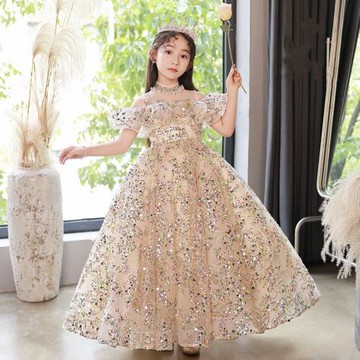 女童晚禮服小女孩主持人洋氣公主裙兒童鋼琴高端走秀演出服春秋季