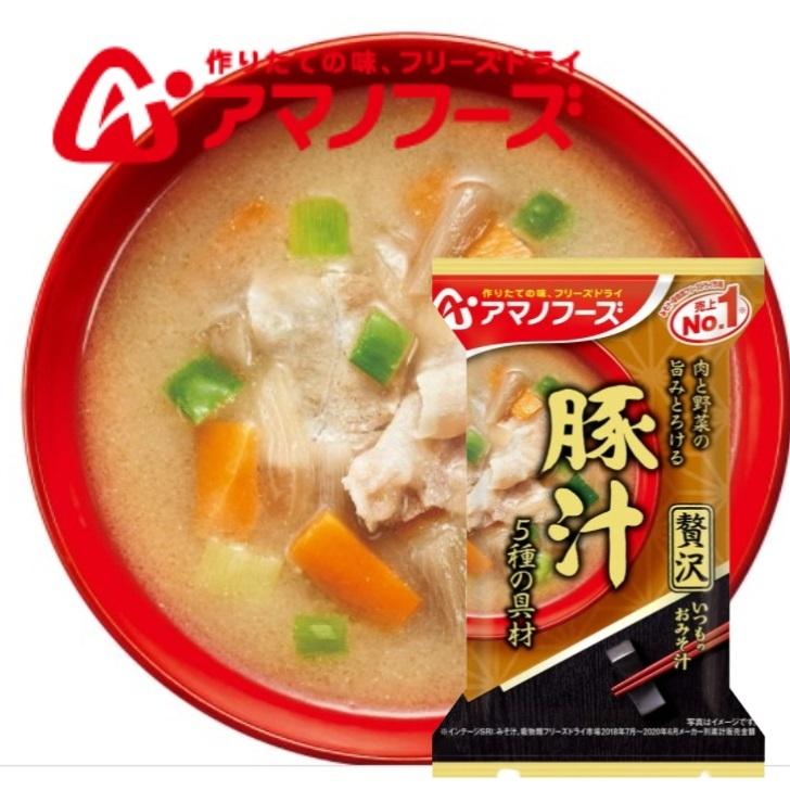 いつものおみそ汁豚汁　60個セット　アマノフーズ　贈答品　備蓄　非常時　食卓　非常食　まとめ買い　フリーズドライ