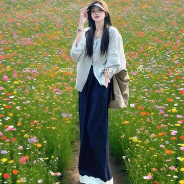 🐻2-150公斤胖mm大碼女裝鬆弛感一整套穿搭開襟外套襯衫寬褲兩件式夏季