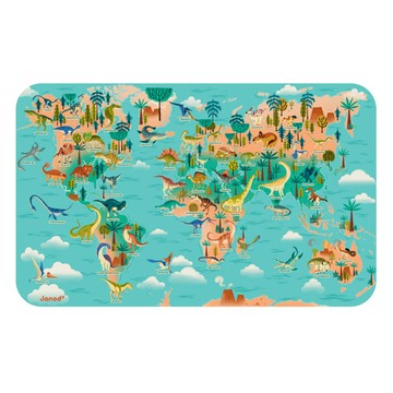 Janod 磁性木質拼圖 恐龍磁鐵 Set 底板 恐龍地圖  1盒  50入