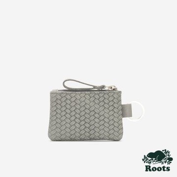 Roots 小皮件- WOVEN TOP ZIP 零錢包-灰色