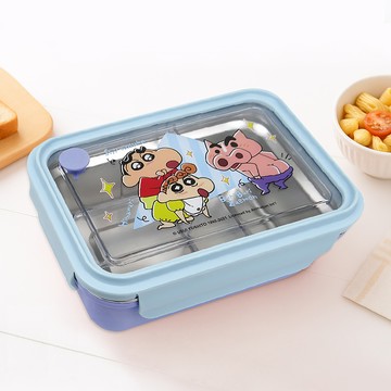 【蠟筆小新】1100ML不銹鋼隔熱便當盒 長型-藍紫