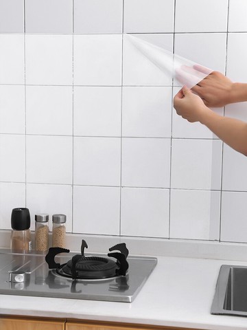 廚房防油貼紙灶臺貼膜櫥柜墊紙防油耐高溫墻面透明貼防潮墊自粘