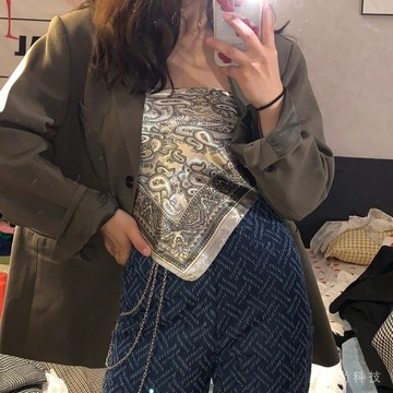 裹胸腰果花胸巾 職業絲巾 銀行空姐 酒店製服抹胸方巾 領巾圍巾