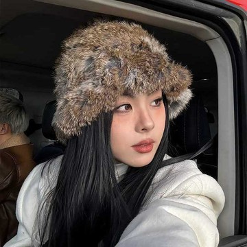 兔毛漁夫帽🔥護耳保暖 帽子女秋冬盆帽 大頭圍顯臉小 包頭休閒設計 假日旅行簡約穿搭 冬季日常帽款配件 街頭出遊個性穿著