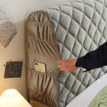 全包床頭套罩夾棉加棉厚軟包歐式靠背簡約皮木床防塵罩保護套1.8