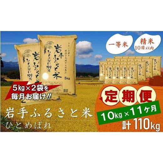 ふるさと納税 岩手県 奥州市 ☆全11回定期便☆ 岩手ふるさと米 10kg(5kg×2)×11ヶ月 一等米ひとめぼれ 令和5年産 新米  東北有数のお米の産地 岩手県奥州市産