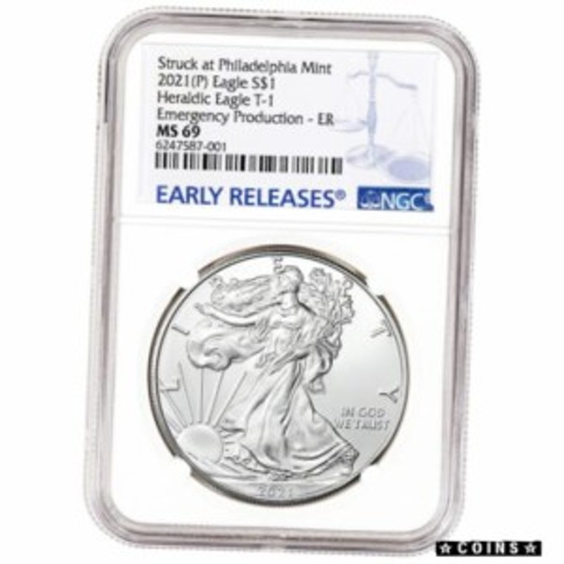 アンティークコイン 2021-(P) American Silver Eagle - NGC MS69 Early