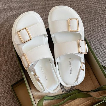 2021夏季新款羅馬風厚底涼鞋女真皮ins潮外穿仙女風軟底輕便露趾