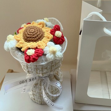 💝情人節快樂💝快速出貨【COZY PLUS+】毛線編織向日葵毛線花束(附提袋)JAN14#CP2012 情人節禮物 女朋友禮物 閨蜜禮物 生日禮物